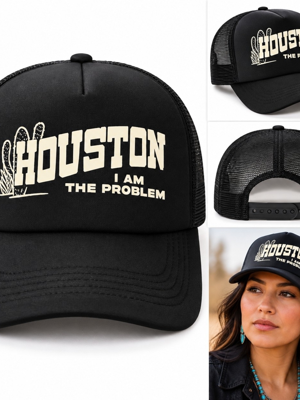 Houston Black Trucker Hat - I Am The Problem